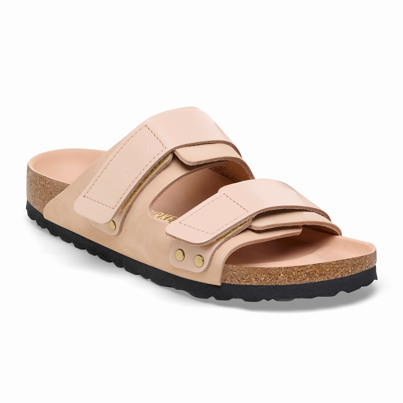 Stylish casual sandals Birkenstock Uji Hex Narrow Slide Sandal (Women) - High Shine New Beige Nubuck