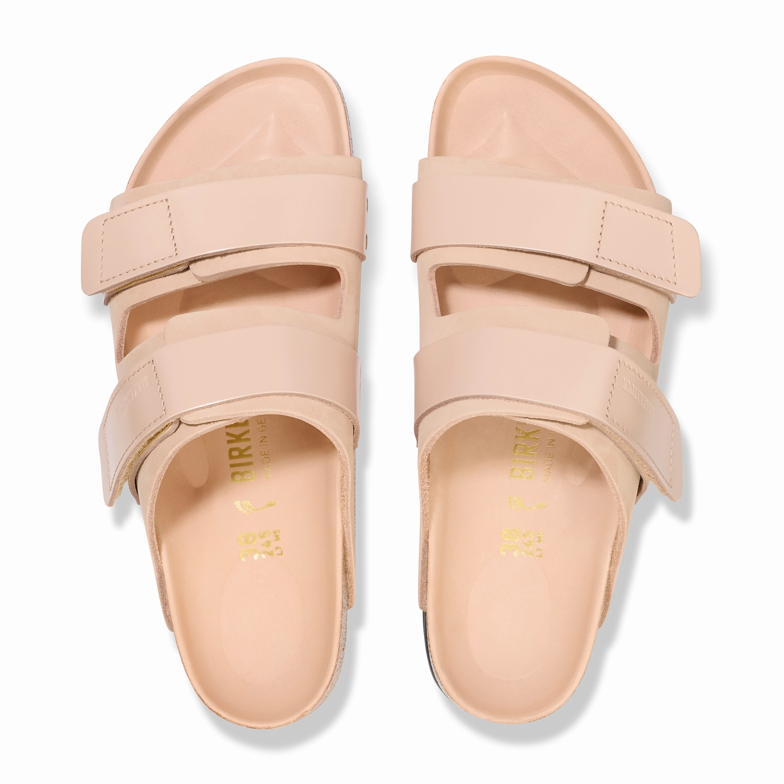 Stretchable Straps Birkenstock Uji Hex Narrow Slide Sandal (Women) - High Shine New Beige Nubuck