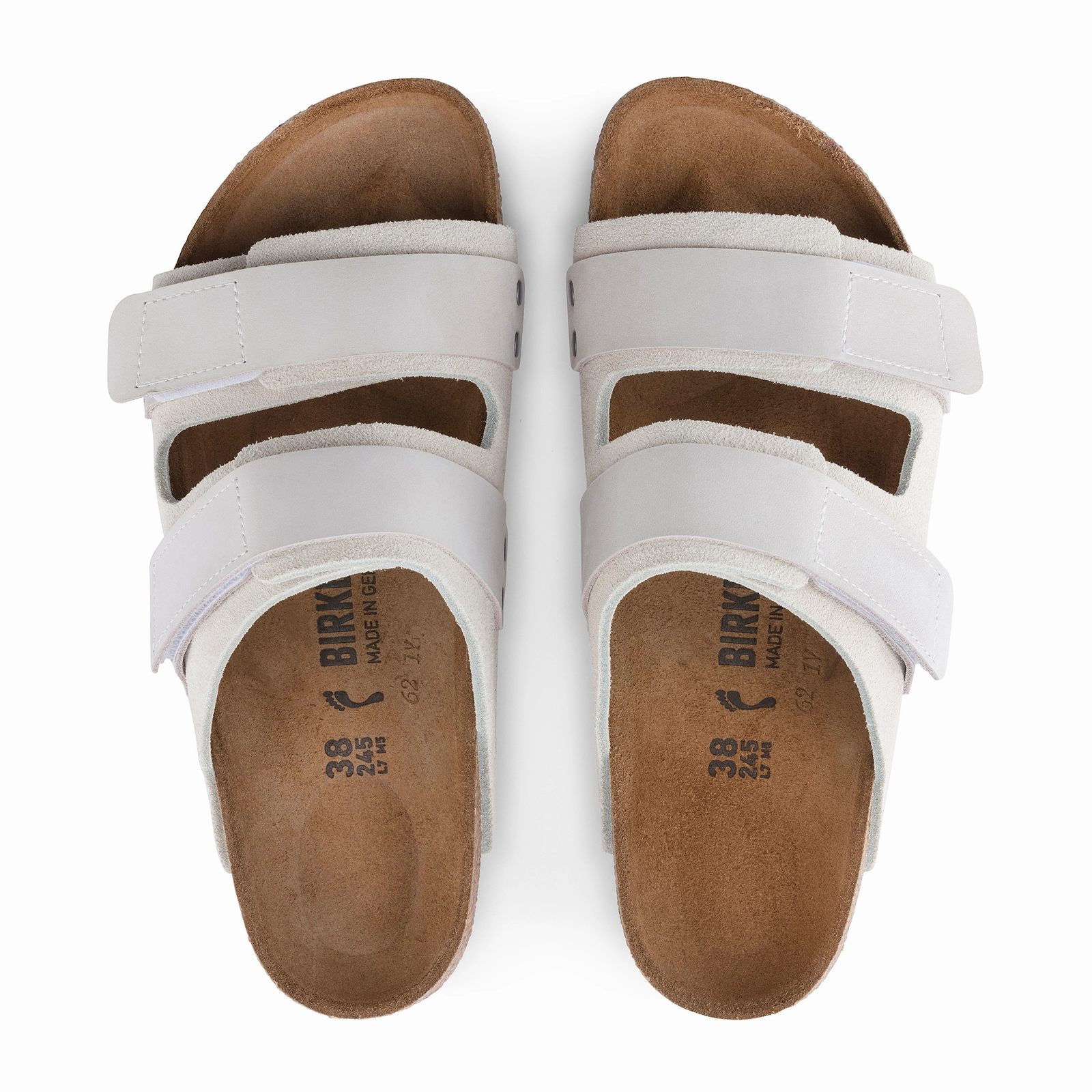 Quick Rest Torsion Stability System Birkenstock Uji Narrow Slide Sandal (Women) - Antique White Suede/Antique White Nubuck