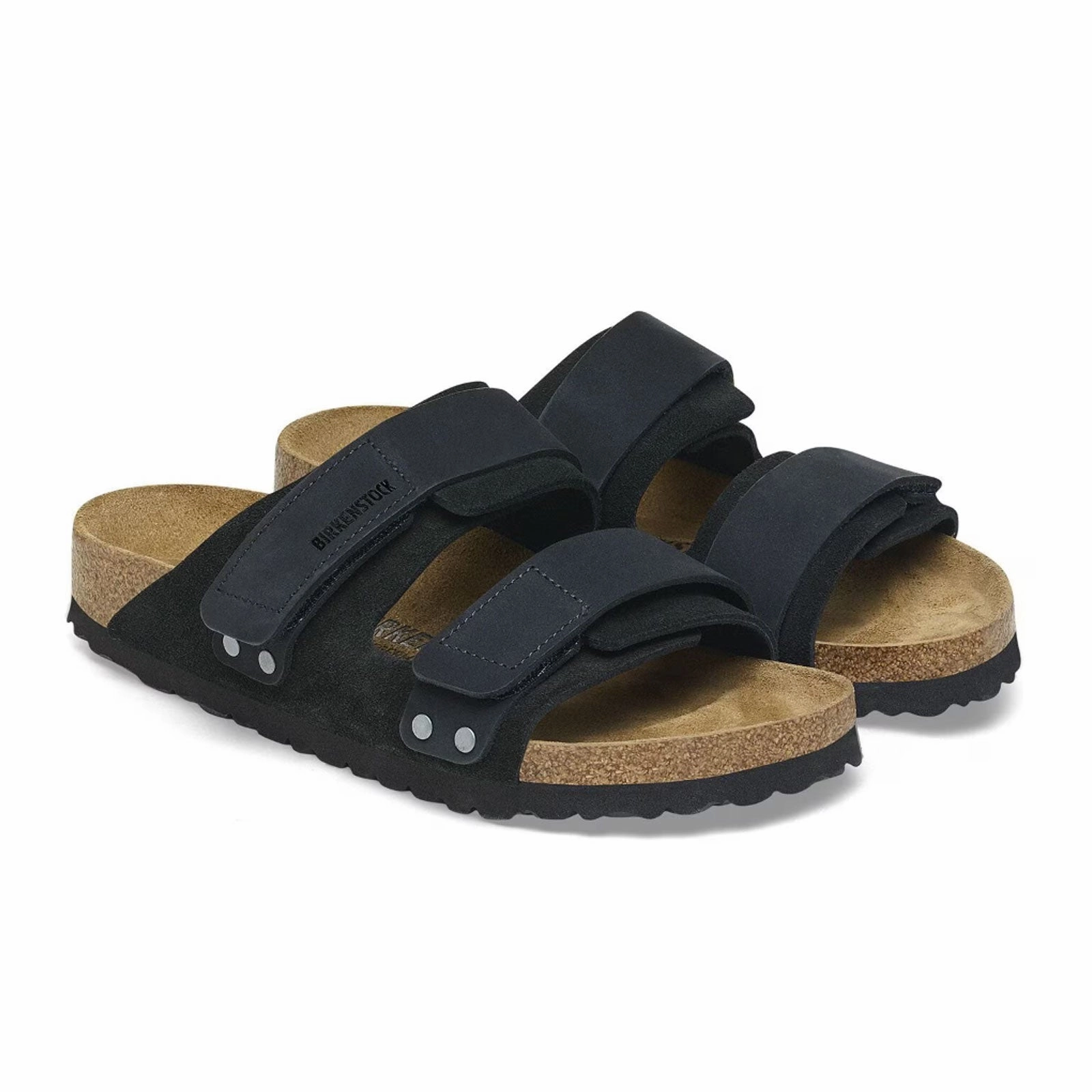 Birkenstock Uji Slide Sandal (Men) - Black Suede/Black Nubuck Urban Look Trendy Casual Footwear