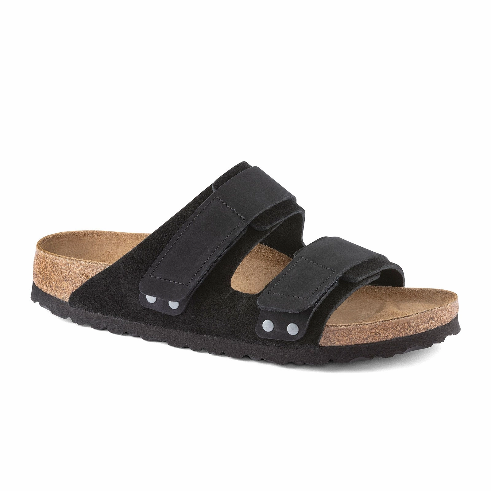Birkenstock Uji Slide Sandal (Men) - Black Suede/Black Nubuck Urban Escape Travel-ready Footwear