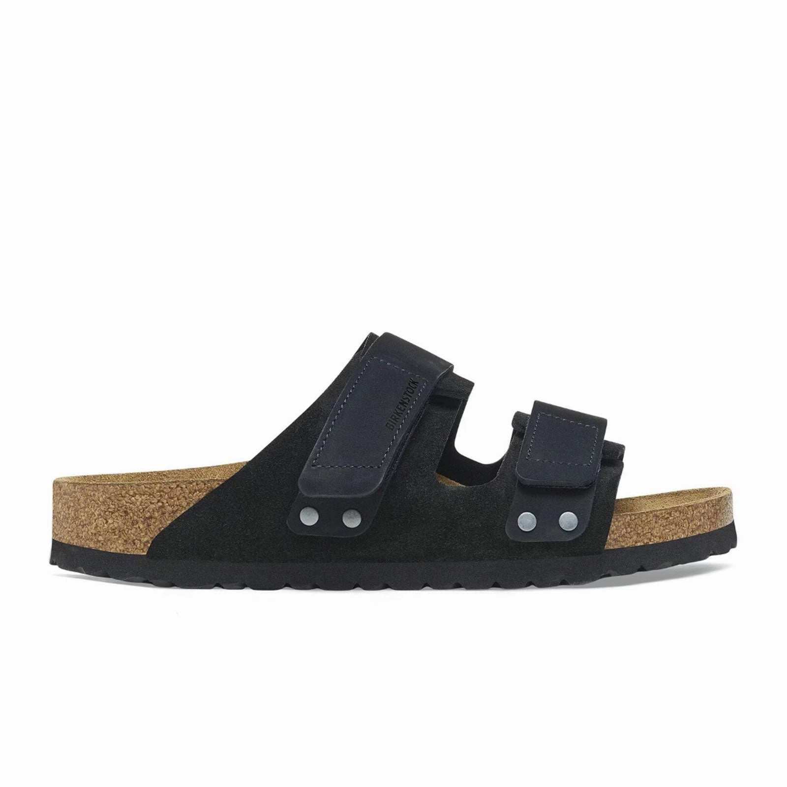 Birkenstock Uji Slide Sandal (Men) - Black Suede/Black Nubuck Hike Light
