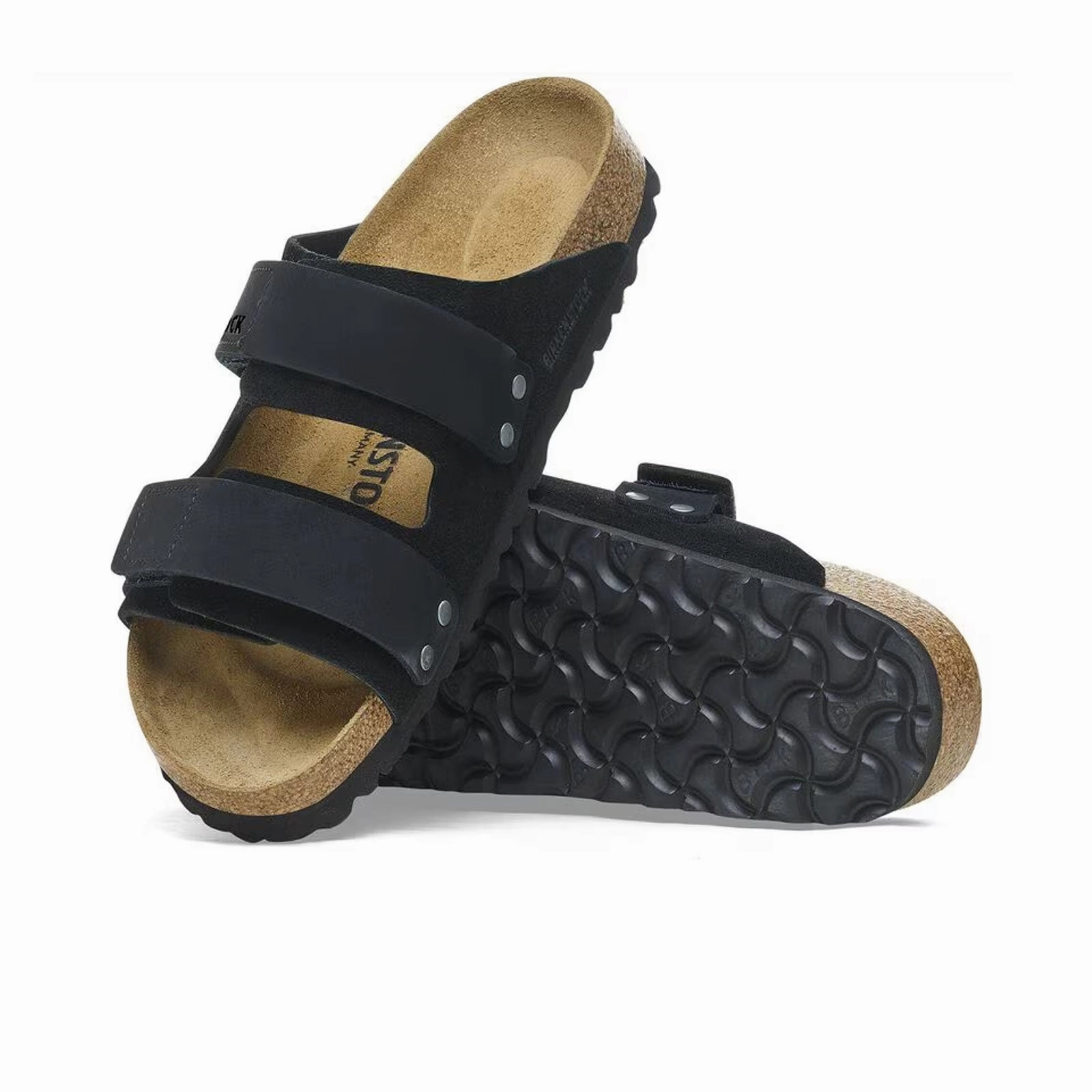 Birkenstock Uji Slide Sandal (Men) - Black Suede/Black Nubuck Sturdy Construction