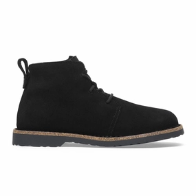 Birkenstock Uppsala Lace Up Mid Boot (Men) - Black Suede Elastic Material