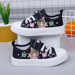 Motion control Children's Canvas Shoes ?C Breathable & Non-Slip Casual Sneakers for Boys & Girls | Cute Cartoon Embroidery | Spring & Autumn Kids Shoes | Soft, Comfortable, Durable