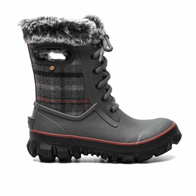 Bogs Arcata Cozy Plaid Winter Boot (Women) - Black Grey Multi Reinforced Form Adventure Seeker Farmer