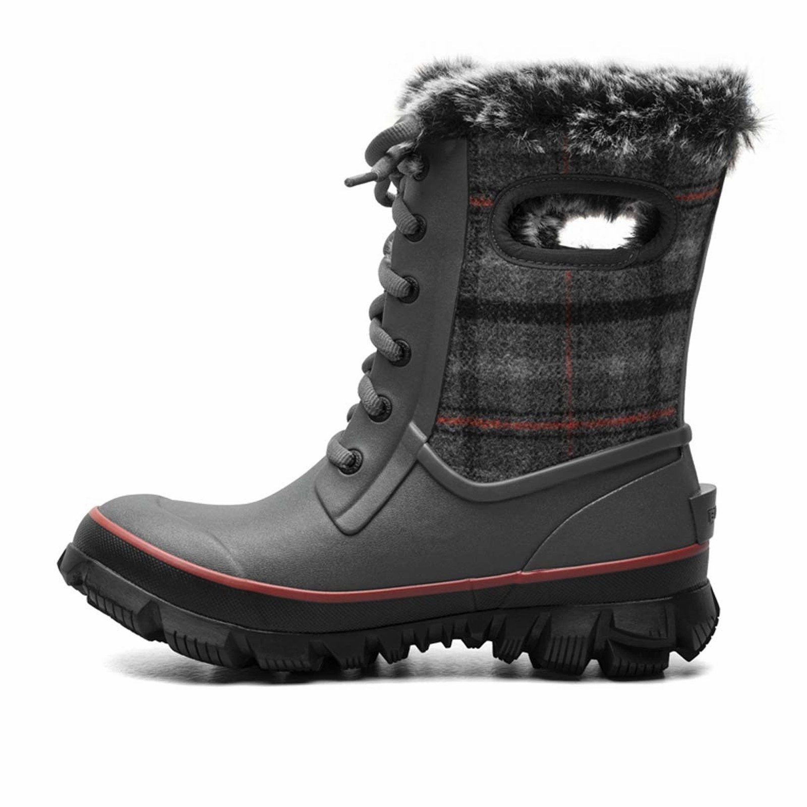 Mud Resistant Backcountry Camper Bogs Arcata Cozy Plaid Winter Boot (Women) - Black Grey Multi
