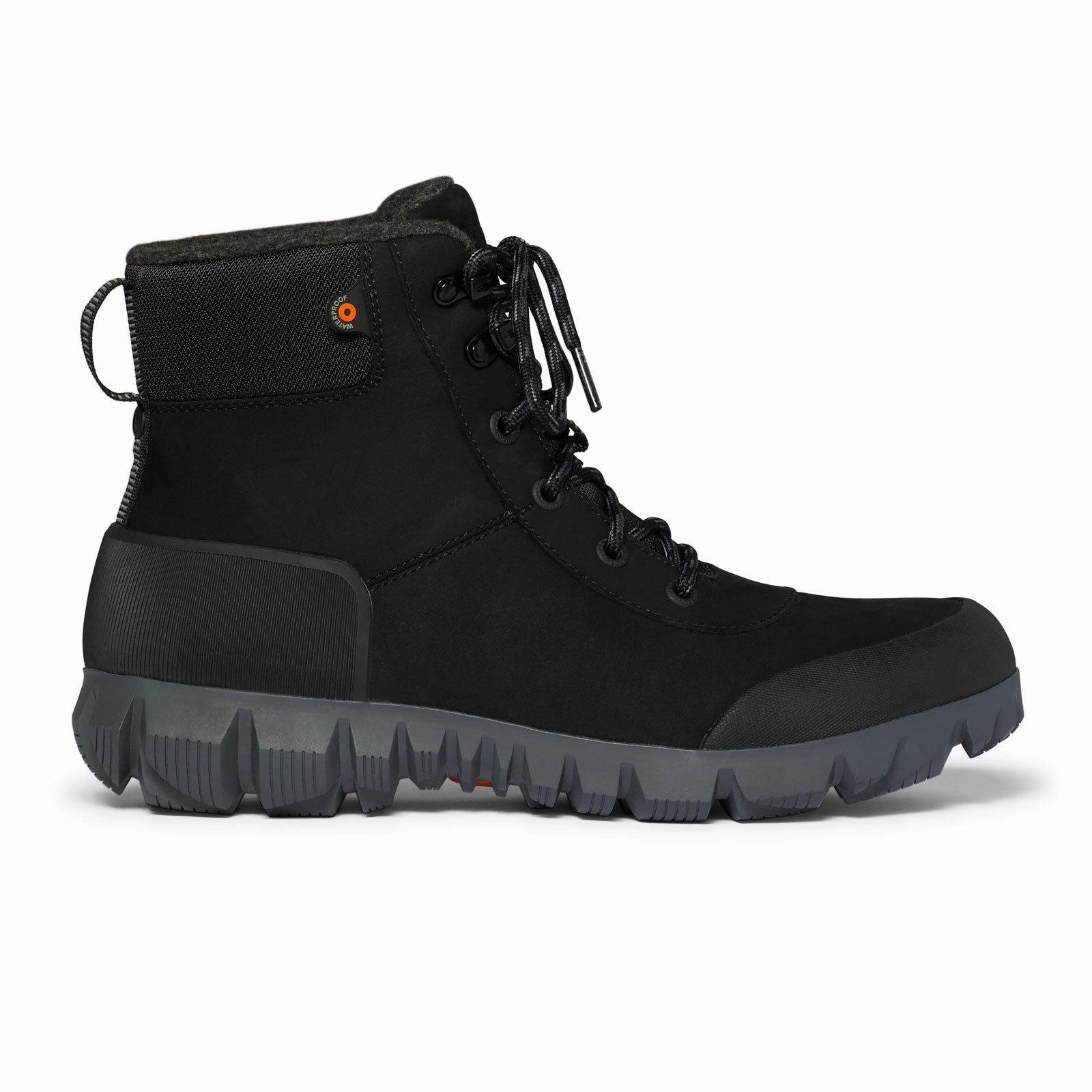 Bogs Arcata Urban Leather Mid Winter Boot (Men) - Black Distressed finish Insulated Snow Trekker