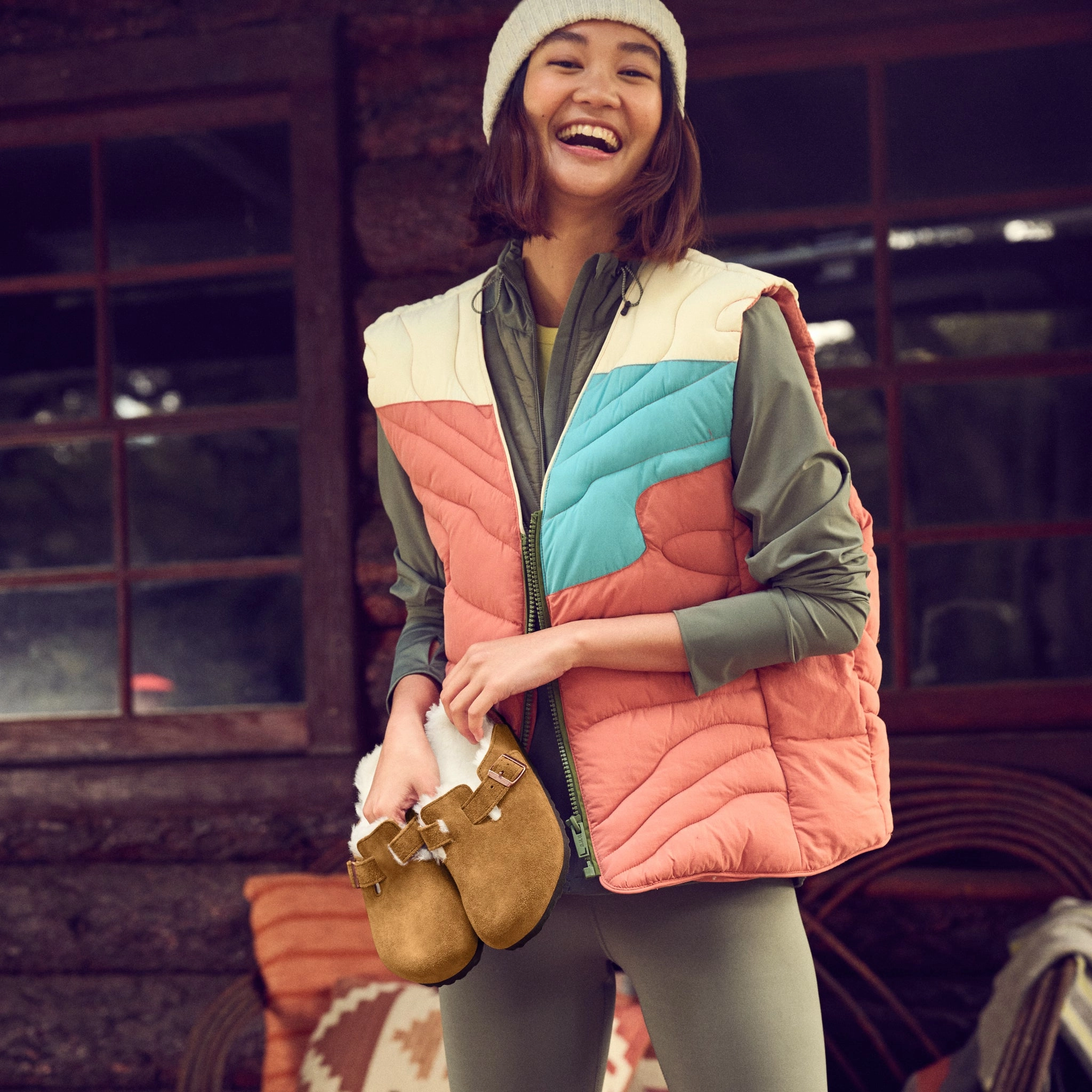 BOSTON SHEARLING CLOG - MINK - SUEDE college Non Slip Insole Grip