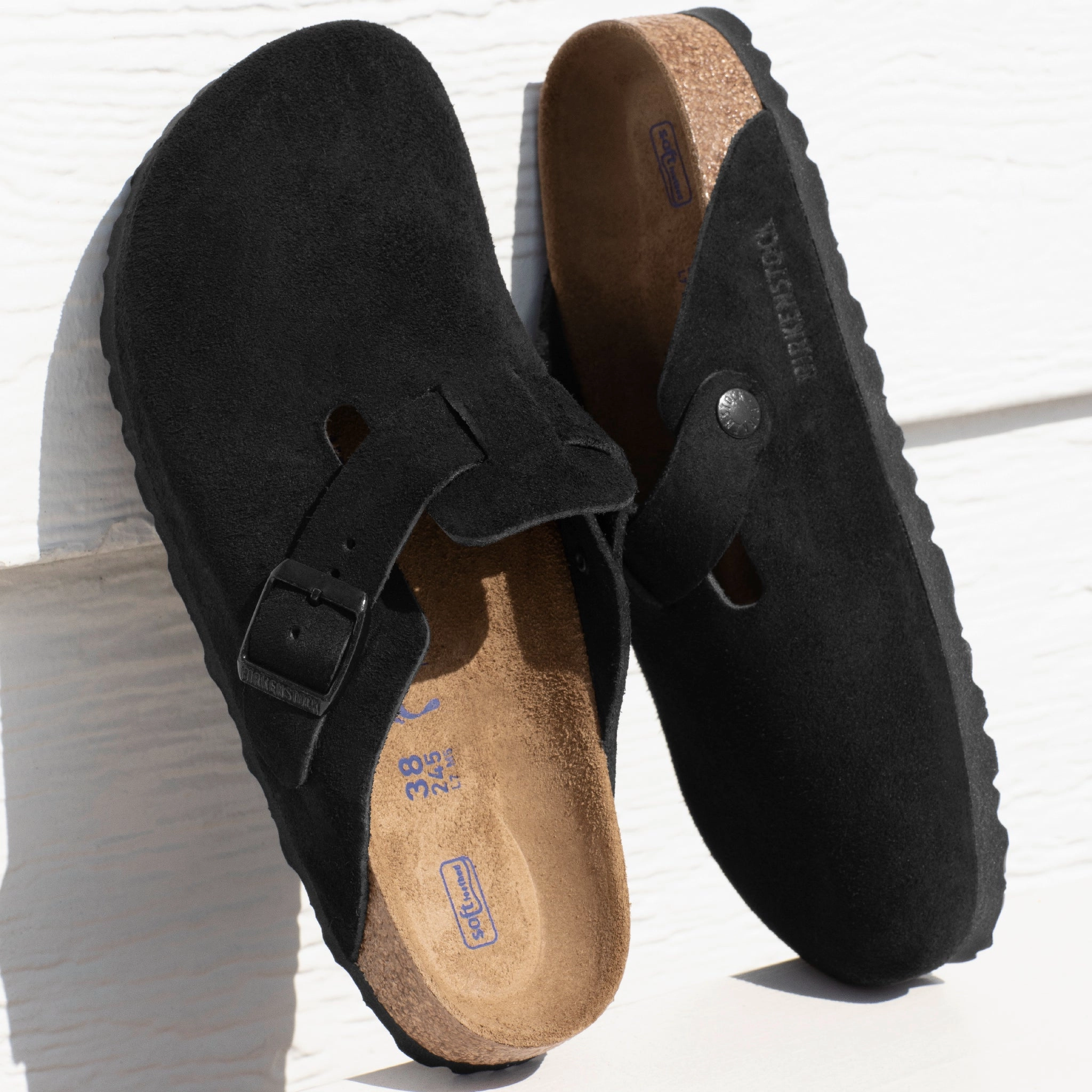 Breathable mesh lining BOSTON SOFT CLOG - BLACK - SUEDE