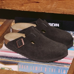 BOSTON SOFT CLOG - MOCHA - SUEDE Flexible Toe Box Handcrafted Stitching