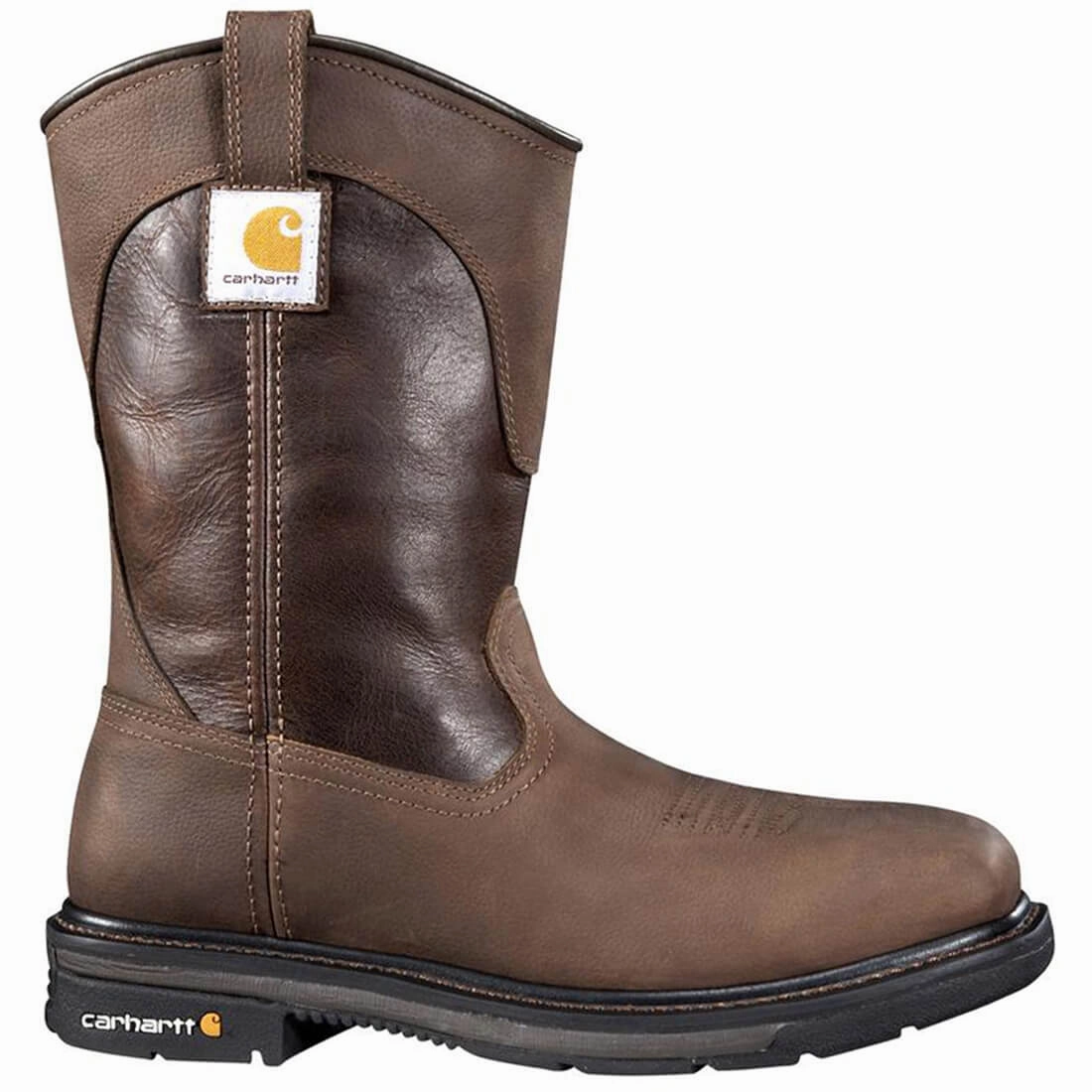 Memory Foam Padding 11" Rugged Flex Steel-Toe Waterproof Square Toe Wellington Pull-On Work Boot Dark Brown