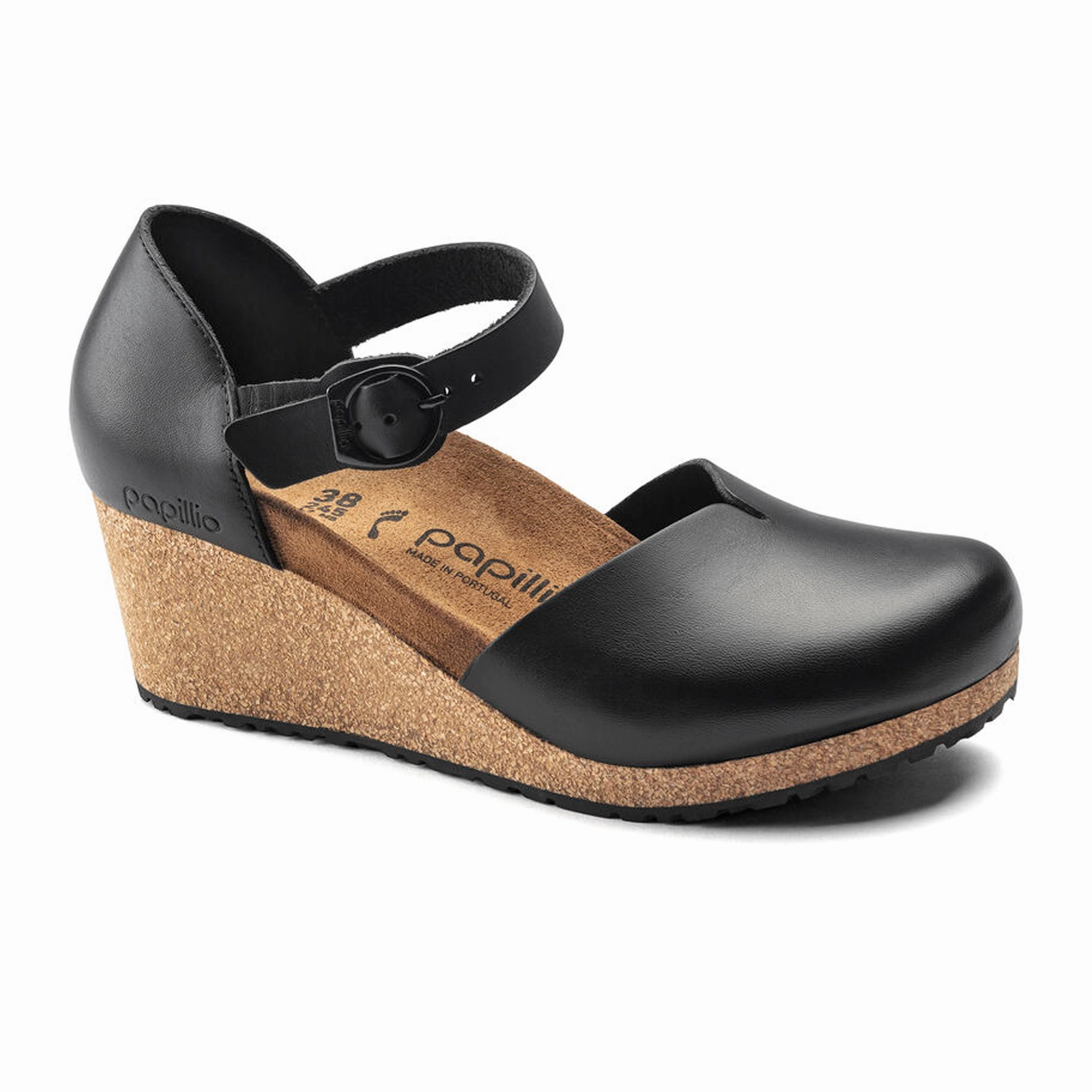 Birkenstock Mary Ring-Buckle Narrow Wedge Sandal (Women) - Black Leather High-Quality Outdoor Shoes Modern Comfort