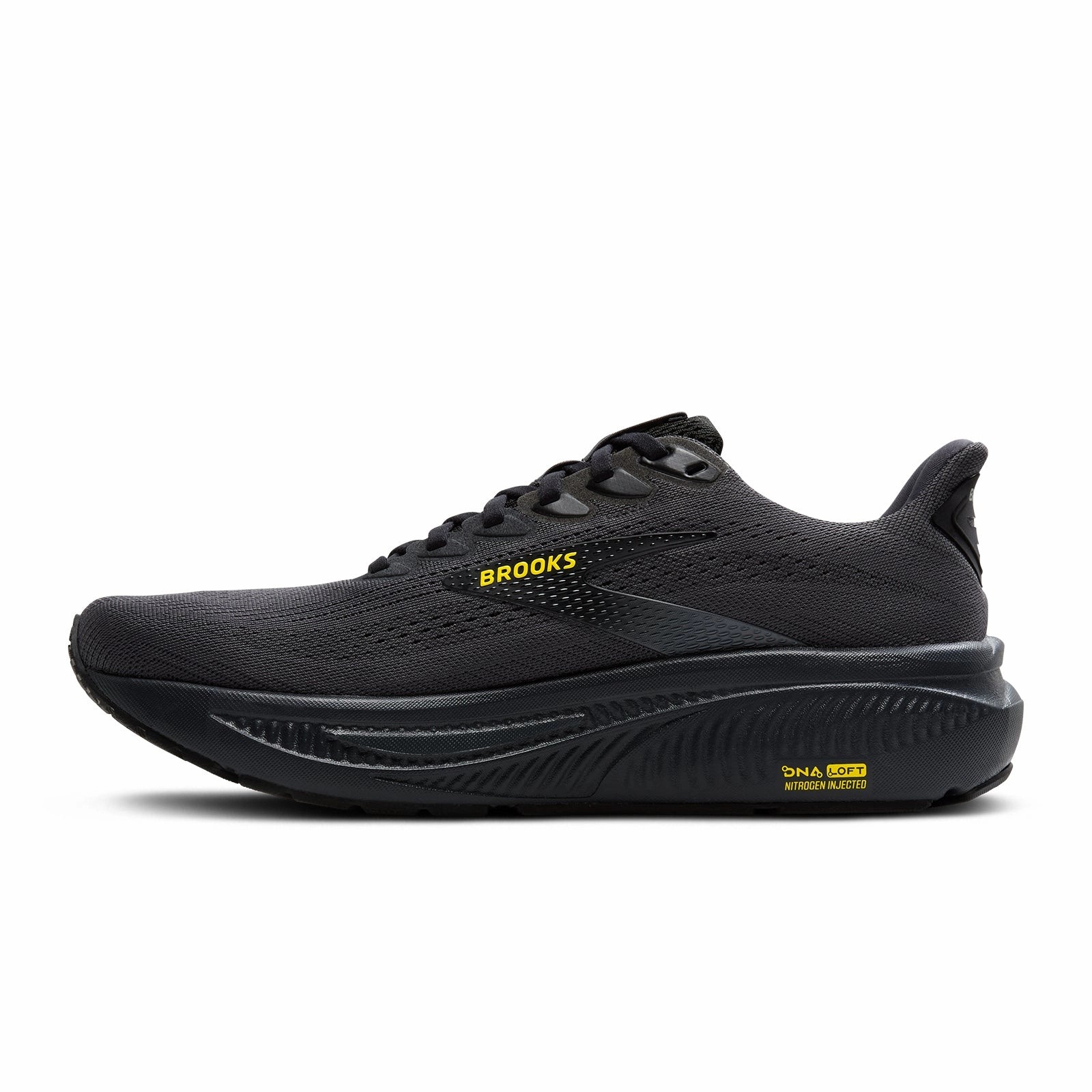 Brooks Ghost 17 Running Shoe (Men) - Ebony/Black/Yellow dry surface Odor Resistant Insole
