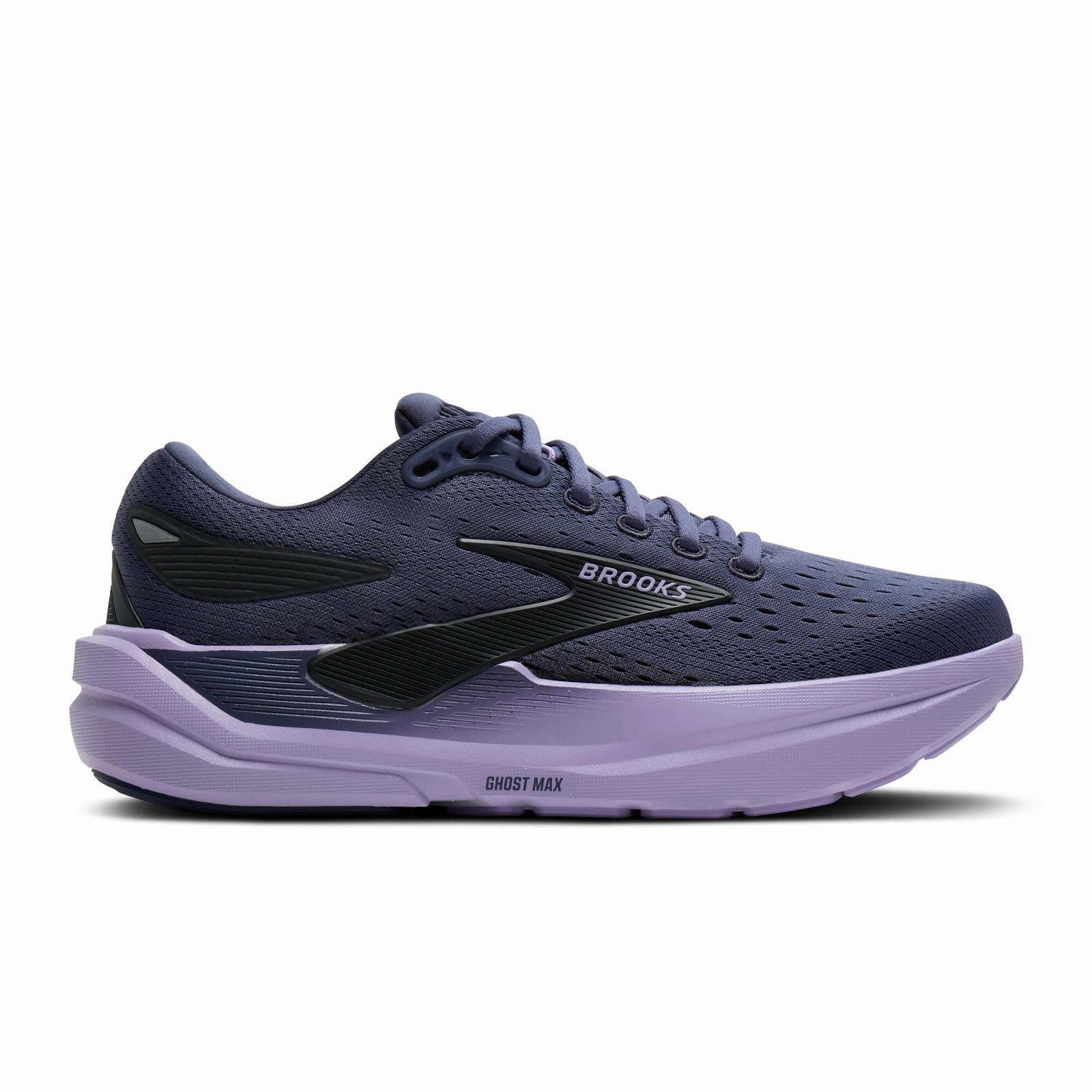 Slip Resistant Tread Design Brooks Ghost Max 3 Running Shoe (Women) - Nightshadow/Ebony/Purple