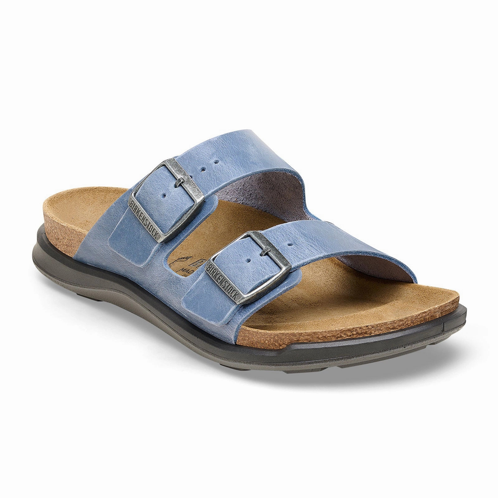 Birkenstock Arizona Rugged Slide Sandal (Men) - Elemental Blue Oiled Leather Black Chic Sporty Design