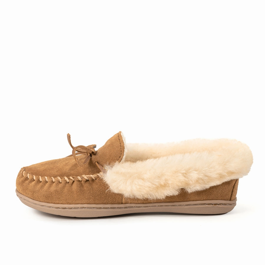 Wide fit Slip Resistant ALPINE SHEEPSKIN MOC - GOLDEN TAN - SUEDE