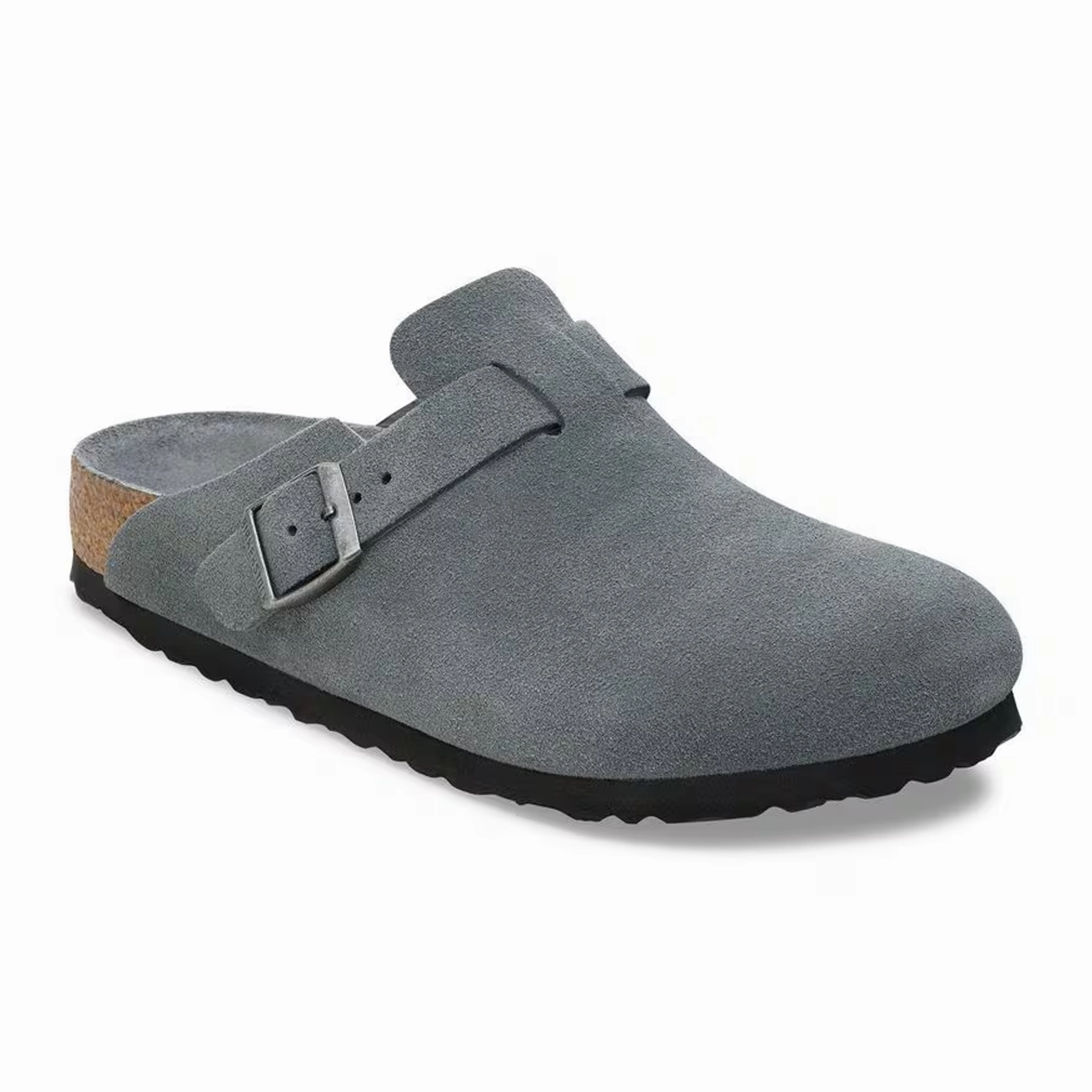 Comfortable Footbed Flexible Walking Birkenstock Boston Soft Footbed Clog (Women) - Basalt Gray Suede