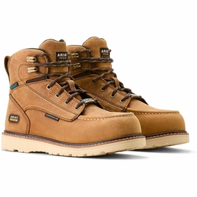 Rebar Wedge Moc Toe Women's Waterproof Composite Toe Work Boot - Brown shock - absorbing quietest