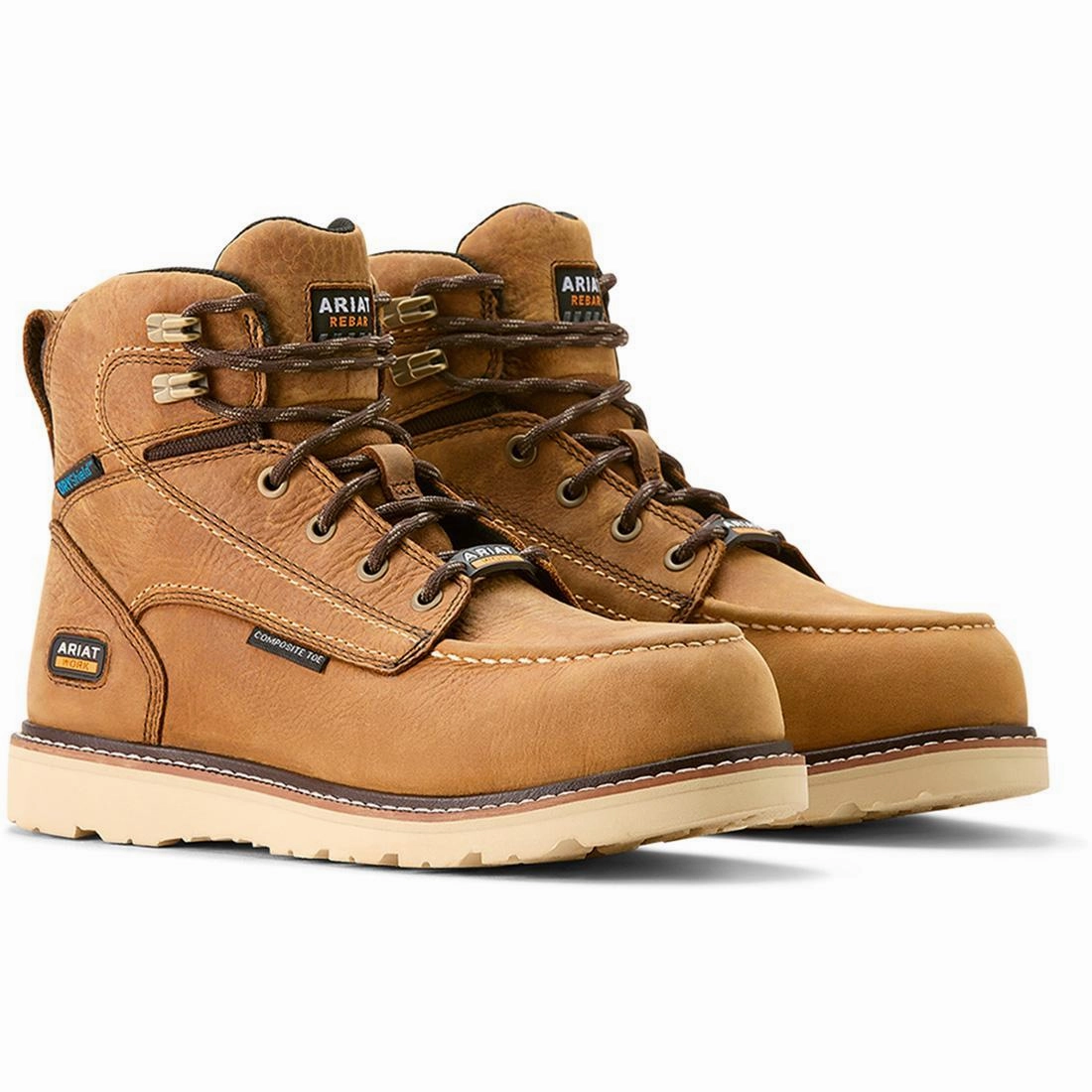 Rebar Wedge Moc Toe Women's Waterproof Composite Toe Work Boot - Brown Foot Health