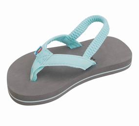 Lightweight TPU Plate Best Kids Grombow - Soft Rubber Top Sole with 1/2" Narrow Strap and Pin line in Aqua