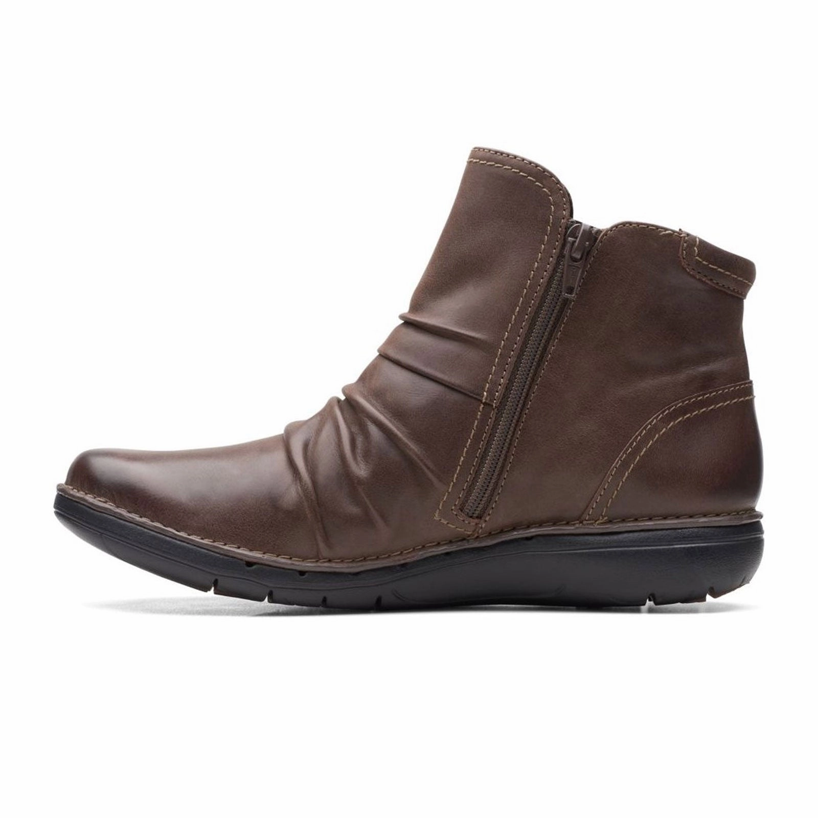 Sleek Construction Clarks Un Loop Top Ankle Boot (Women) - Dark Brown Leather