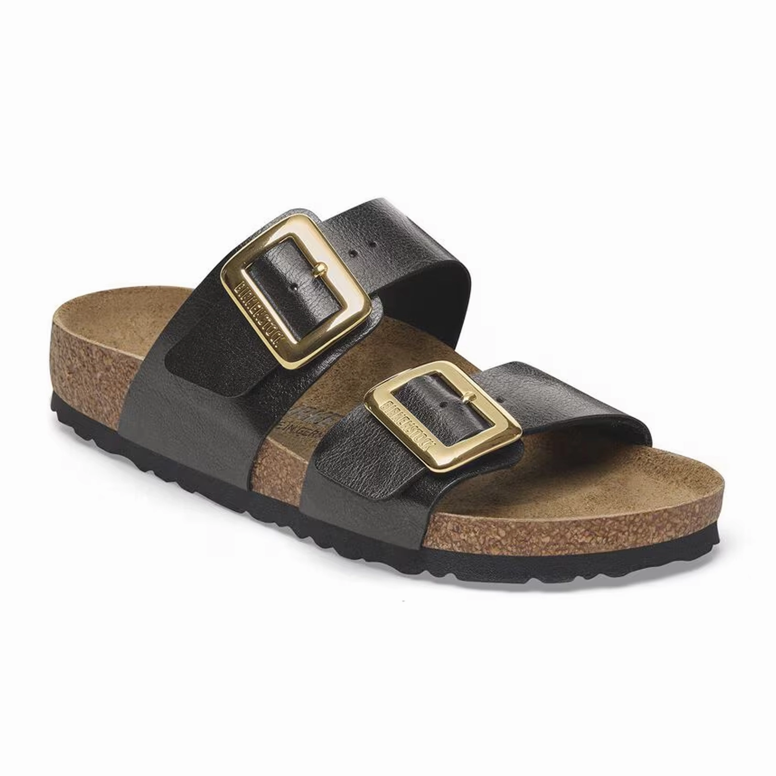 Birkenstock Sydney Luxe Buckle Narrow Slide Sandal (Women) - Graceful Licorice Birko-Flor Water Resistant Design Universal Strap Lock Mechanism