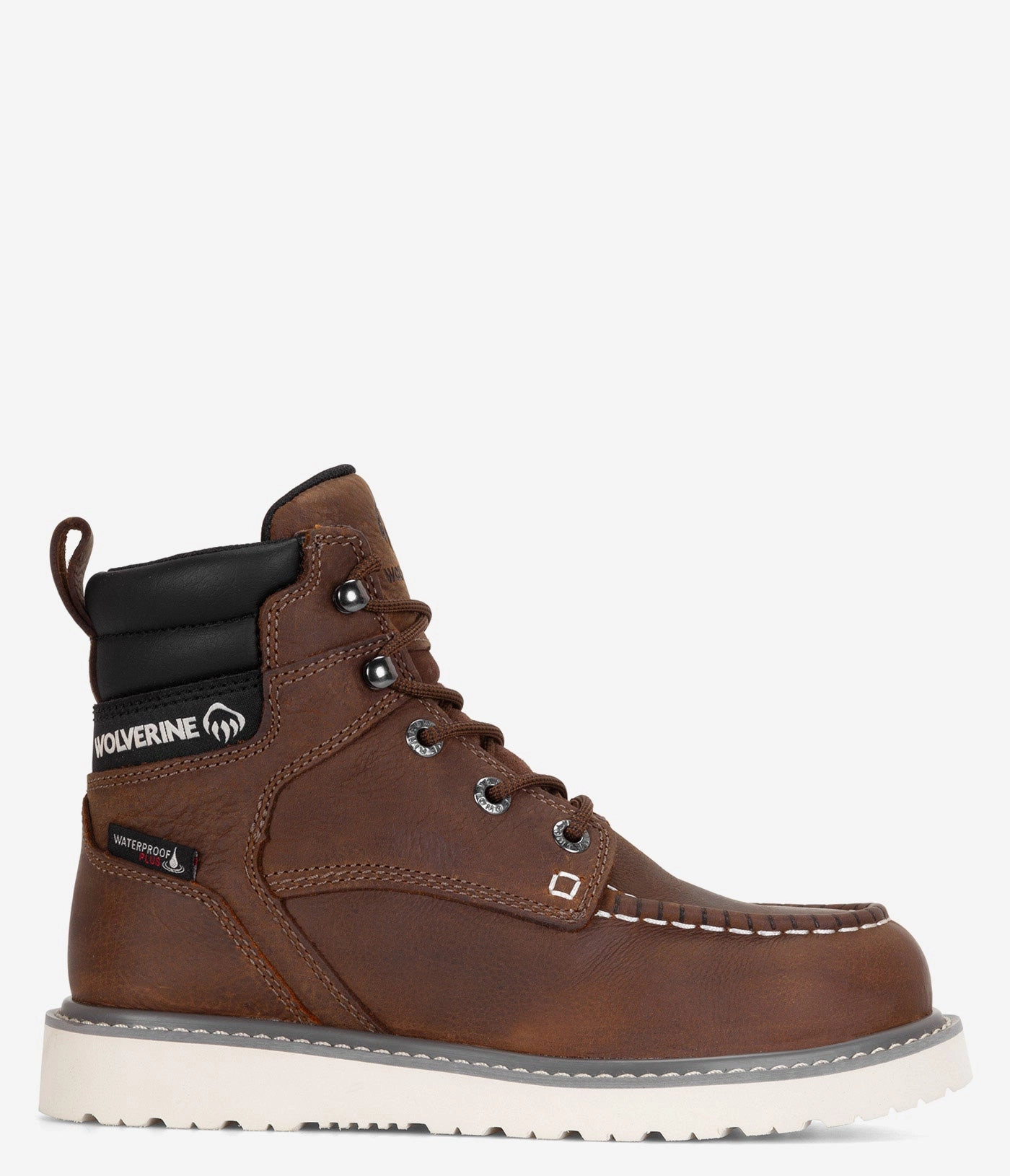 Soft Traction High-Traction Sole Wolverine Trade Wedge 6" Moc-Toe Steel Toe Waterproof Work Boot - Women