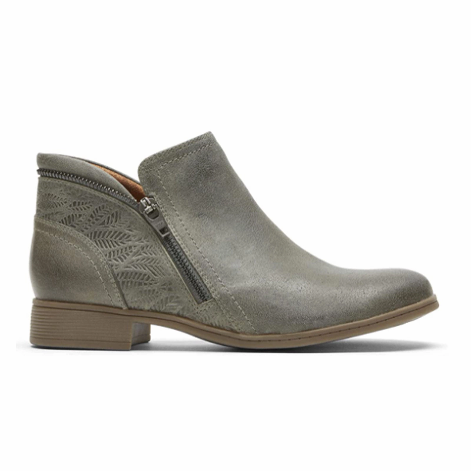 Street Sound Anti Bacterial Cobb Hill Crosbie Zip Ankle Boot (Women) - Dusty Olive Leather