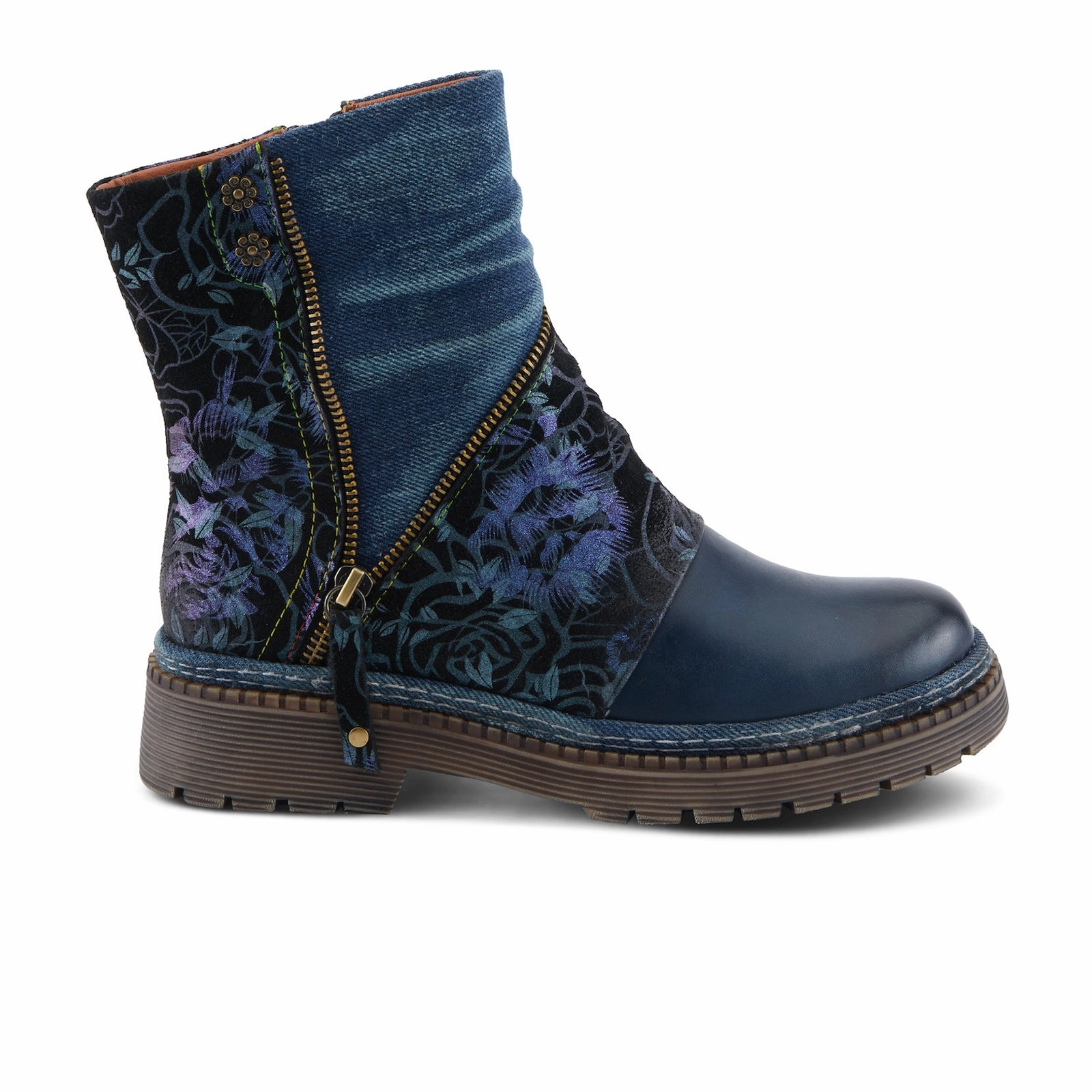 L'Artiste Avrilrose Ankle Boot (Women) - Navy Multi All-Weather Wear Comfort Lining Cold Weather Commuter