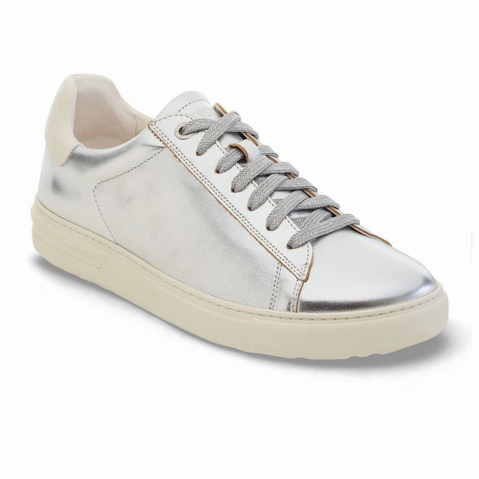 Birkenstock Bend Sneaker (Women) - Metallic Silver/White Leather Sponge Padding