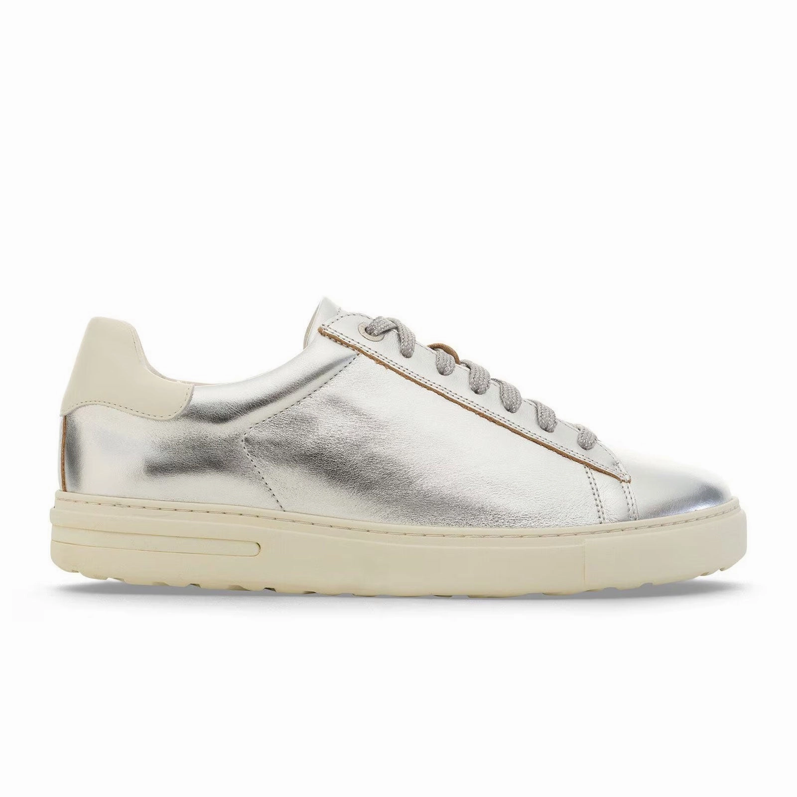 Low Profile Footbed Odor Resistant Material Birkenstock Bend Sneaker (Women) - Metallic Silver/White Leather