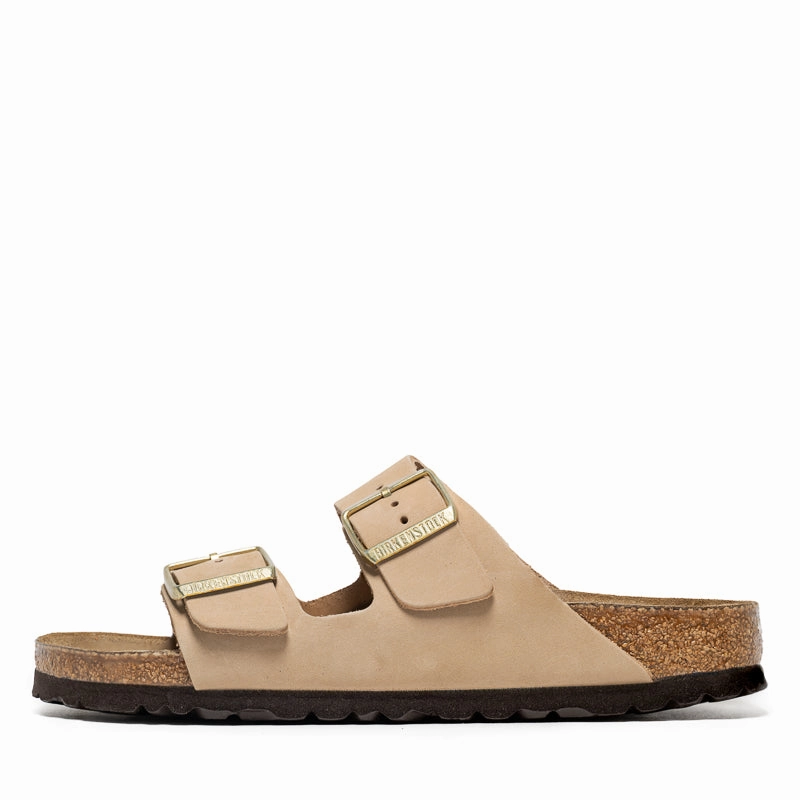 Women's Birkenstock Arizona Soft Footbed Nubuck - Sandcastle Shock Absorption Technology