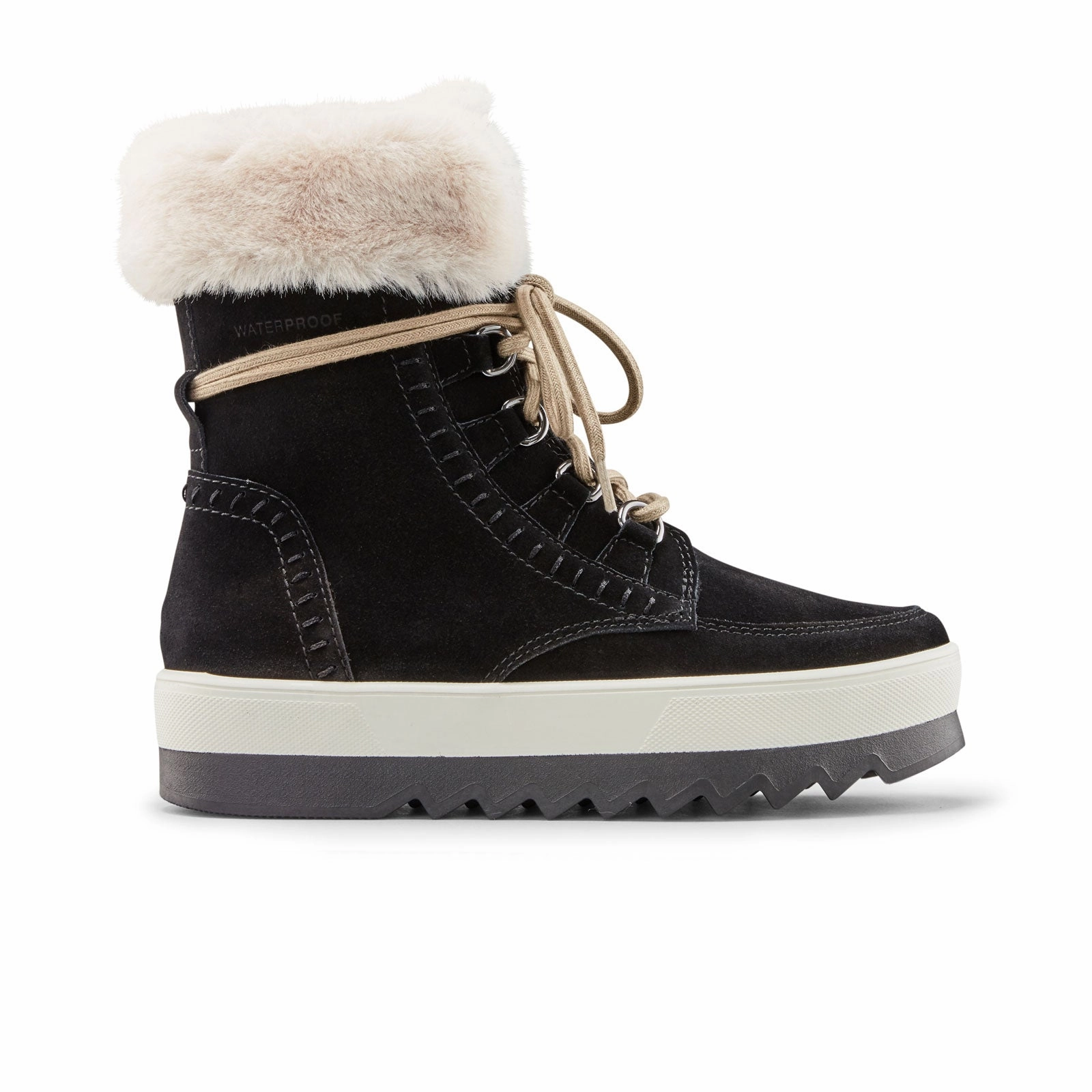 Cougar Vanetta Mid Winter Boot (Women) - Black/Cream Daily Movement Double Stitched Seams