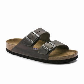 Birkenstock Arizona Soft Footbed Slide Sandal (Unisex) - Iron Oiled Leather Low Profile
