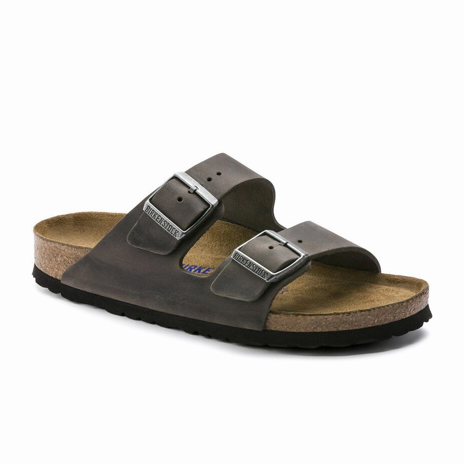 Foot Flex Birkenstock Arizona Soft Footbed Slide Sandal (Unisex) - Iron Oiled Leather