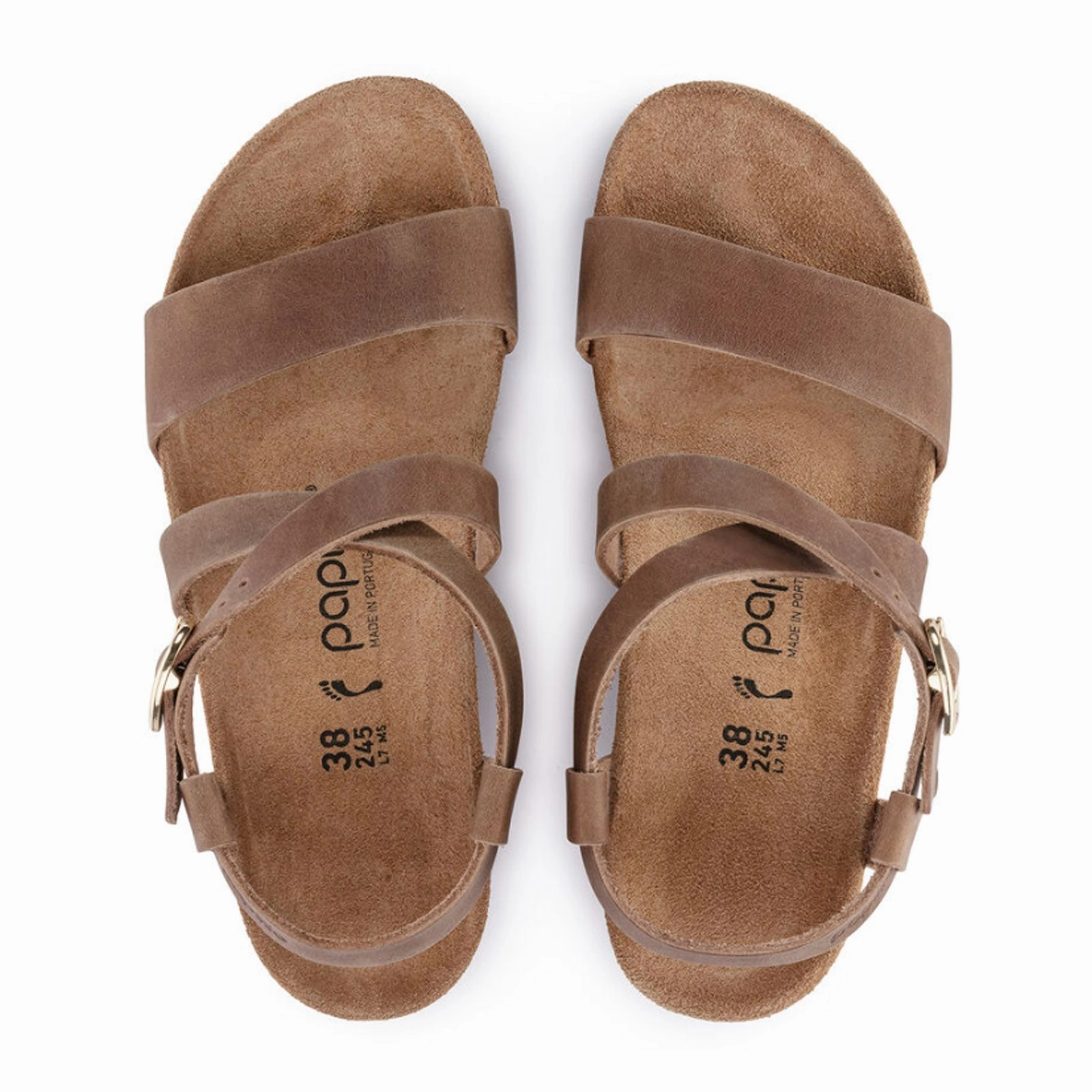 Birkenstock Sibyl Ring-Buckle Narrow Wedge Sandal (Women) - Cognac Oiled Leather Open Back