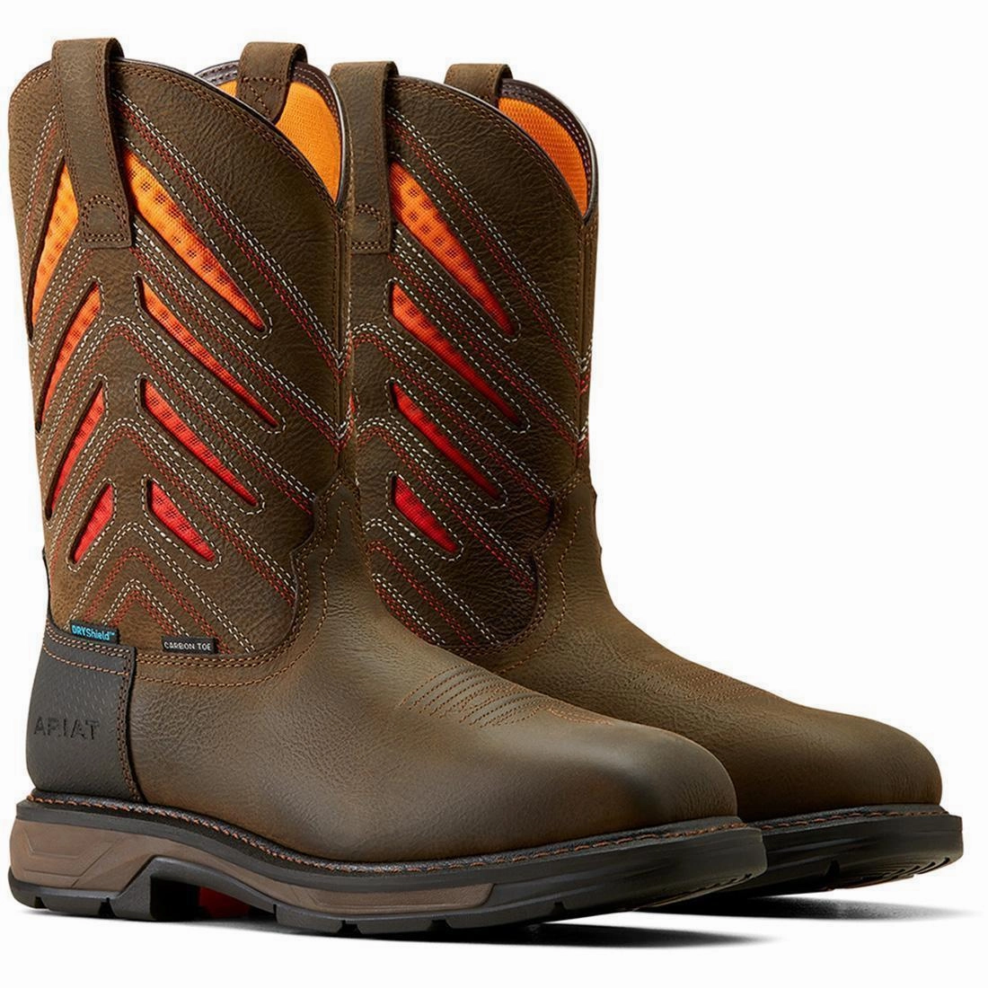 WorkHog XT VentTEK Waterproof Carbon-Toe Work Boot Iron Coffee Non Restrictive Toe Box
