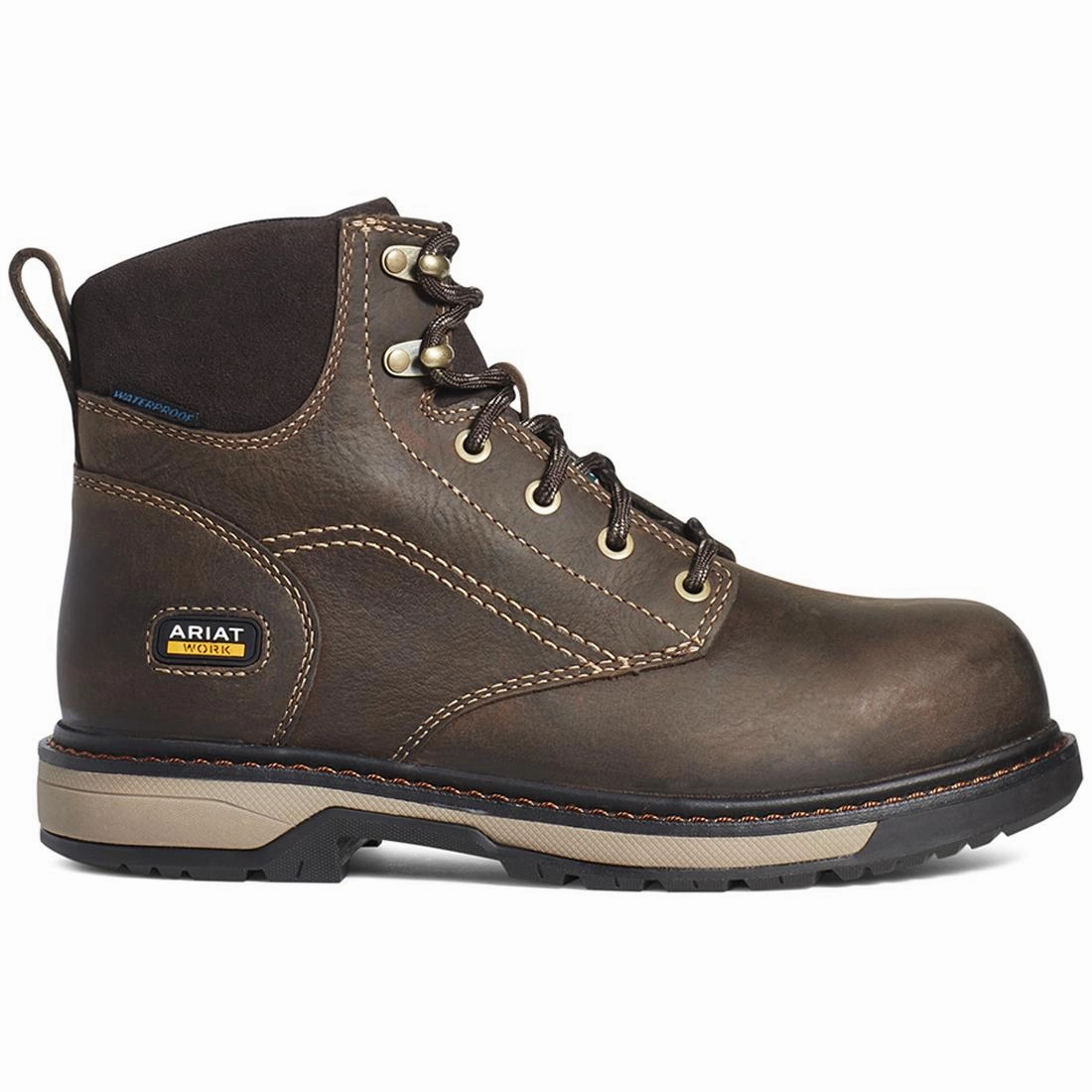 Riveter 6" Women's CSA Waterproof Composite Toe Work Boot - Brown skiers' grip