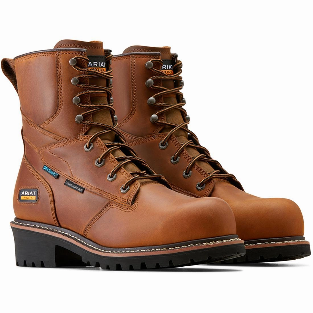 Boosted comfort Recycled Rubber Outsole Logger Shock Shield Composite-Toe Waterproof Work Boot Copper Brown