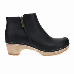 Soft Insole Dansko Lizanne Heeled Ankle Boot (Women) - Black Oiled Pull Up