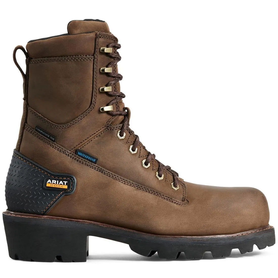 Powerline 8 inch Composite-Toe Waterproof Work Boot Oily Distressed Brown Ankle Support Streamlined wear