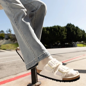 ARIZONA SHEARLING - ANTIQUE WHITE - SUEDE thin heel Recycled Rubber Outsole