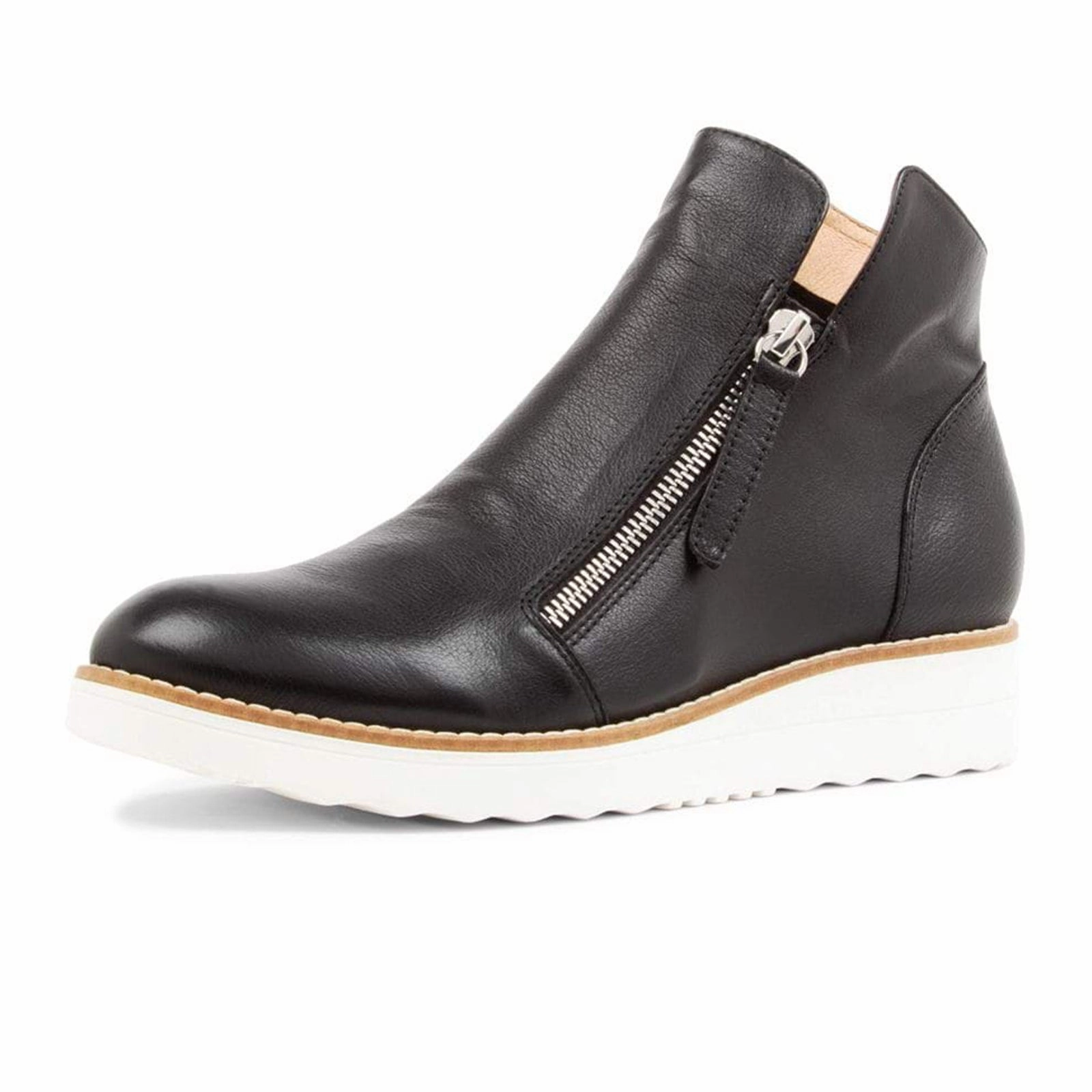 Django & Juliette Ohmy Ankle Boot (Women) - Black/White Leather Zip Closure