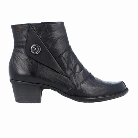 Dorking Dalma D8051 Ankle Boot (Women) - Crackled Black Sleek Profile