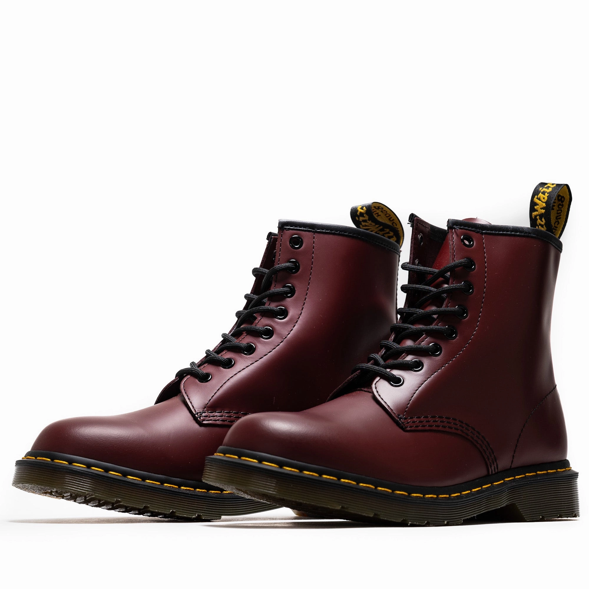Dr. Martens 1460 Smooth Leather Boot - Cherry Red Grippy Outsole Rainy Day Commuter Pressure Relief Zones