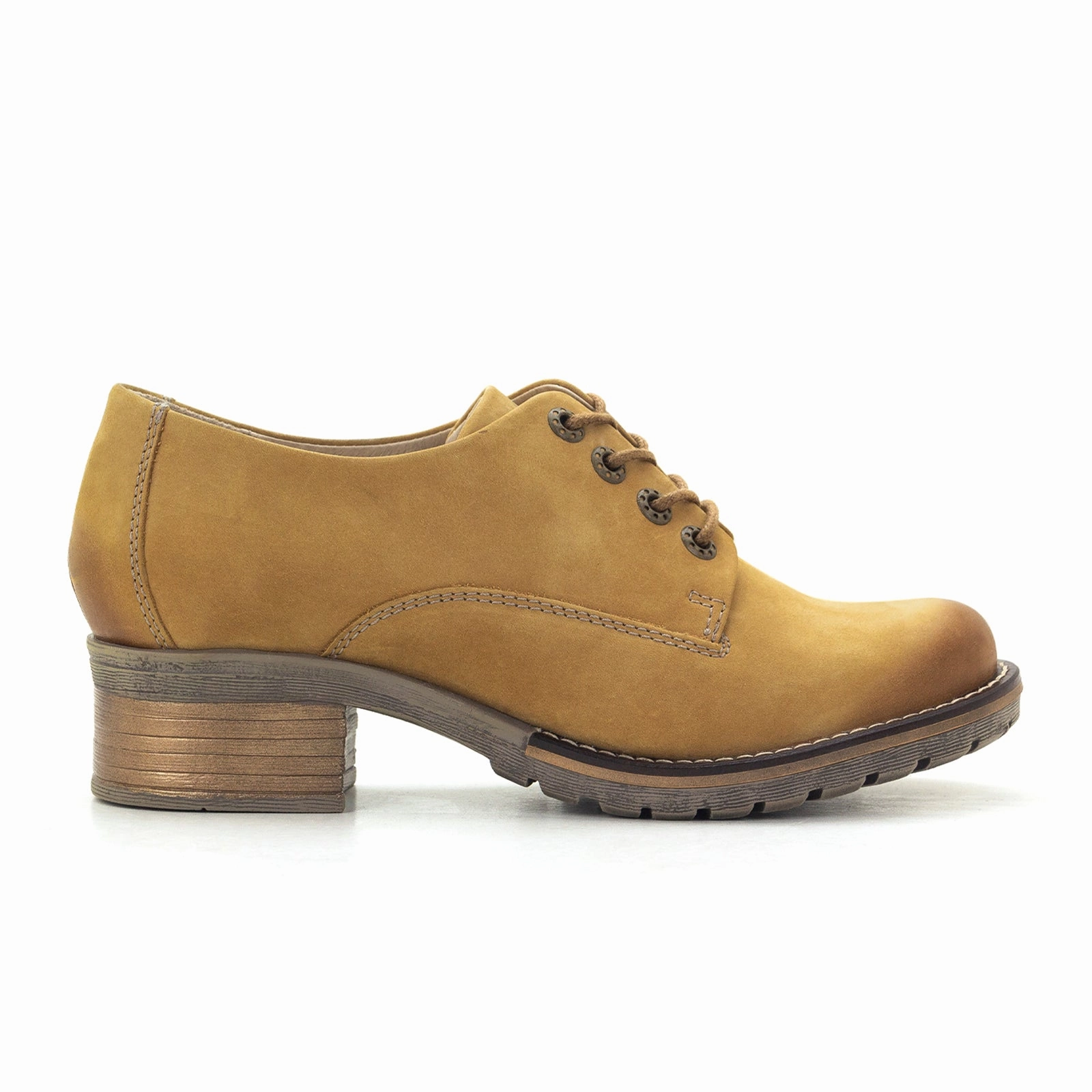 Dromedaris Kaley Heeled Lace Up (Women) - Ocre Perfect for Outdoors Lightweight Flats