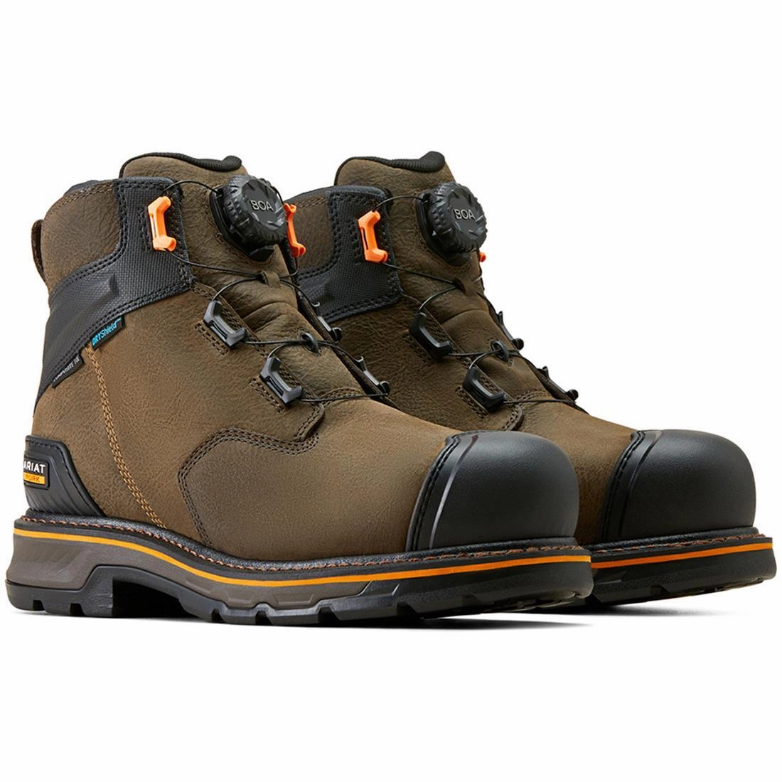 Slip-resistant ease Stump Jumper BOA 6 inch Composite-Toe Waterproof Work Boot Iron Coffee