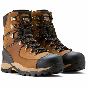 Retro-inspired Compression Molded Endeavor 8 inch Carbon-Toe Waterproof Insulated Work Boot Dusted Brown