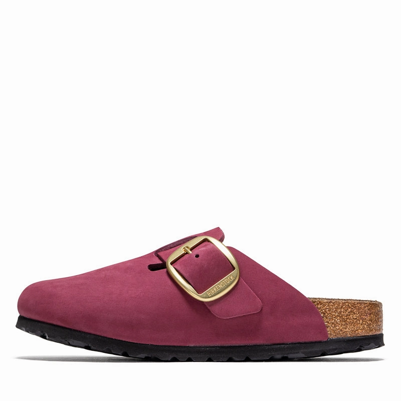 Women's Birkenstock Boston Big Buckle Nubuck - Berry Crush Breathable flair